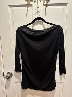 Yansi Fugel Black Shimmery Boatneck Top